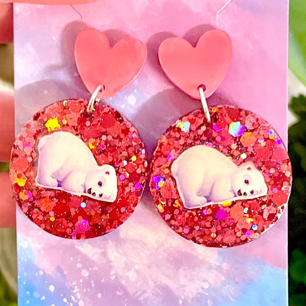 Polar Bear Acrylic Earrings